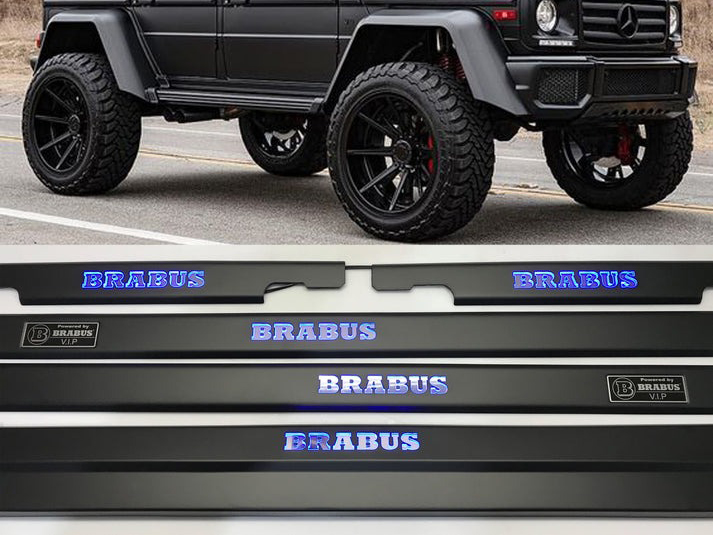 Mercedes-Benz W463 G-Class Brabus Matte Black Stainless Steel LED Door Sills Set 5 pcs
